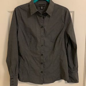 Charcoal Grey Apostrophe Button-down Shirt, Long-sleeves, Collar